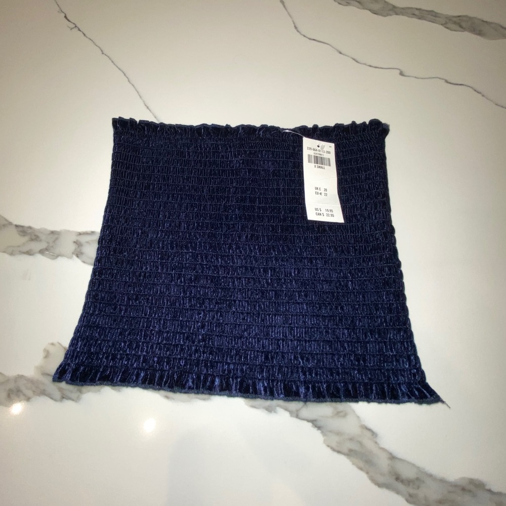 Blue velvet tube top